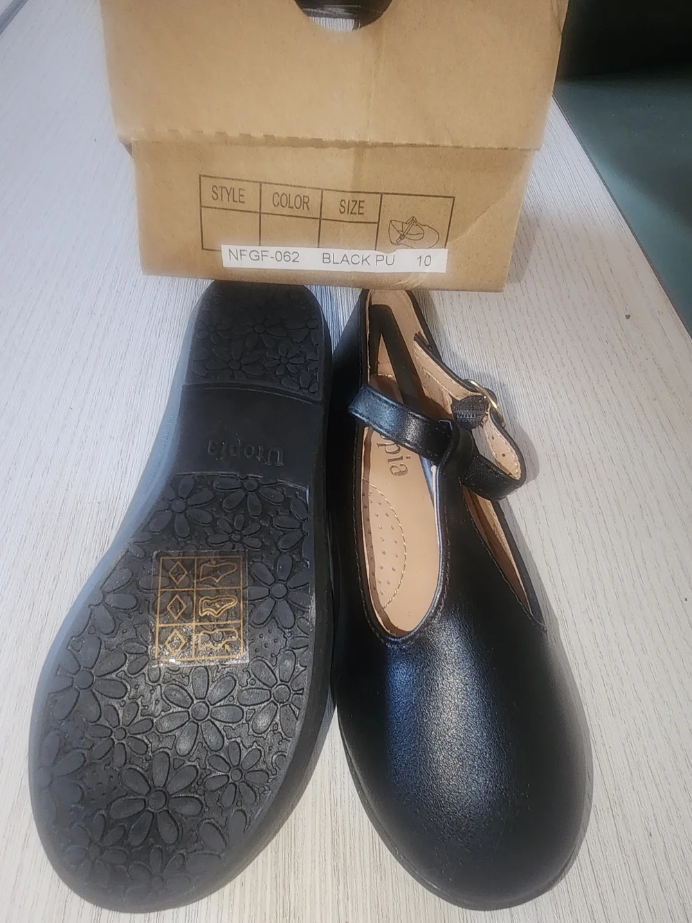 Topia Toddler GIRLS Black T-Strap Flats